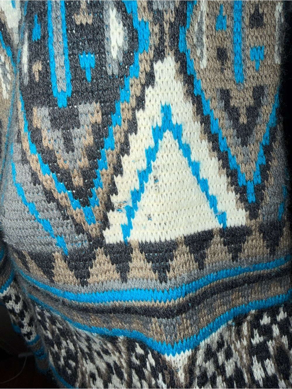 RARE-Pre-1987 Cuggi/Coogi Men's Geometric Pattern Crewneck Sweater - Blue & Gray - Picture 7 of 13